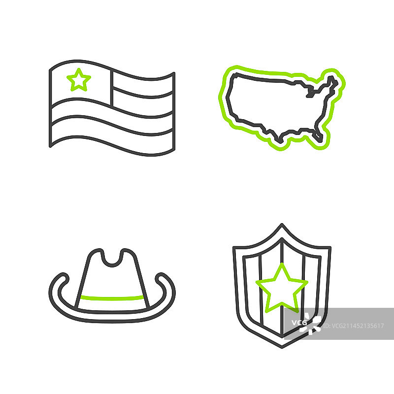 带星星的西部牛仔帽线条盾牌图片素材