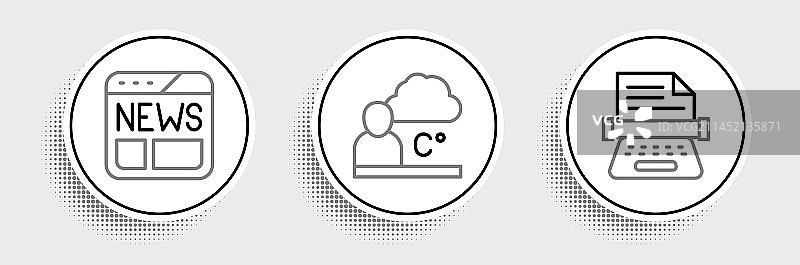复古线条：打字机新闻和天气图片素材