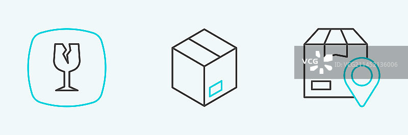 易碎纸箱定位线图片素材