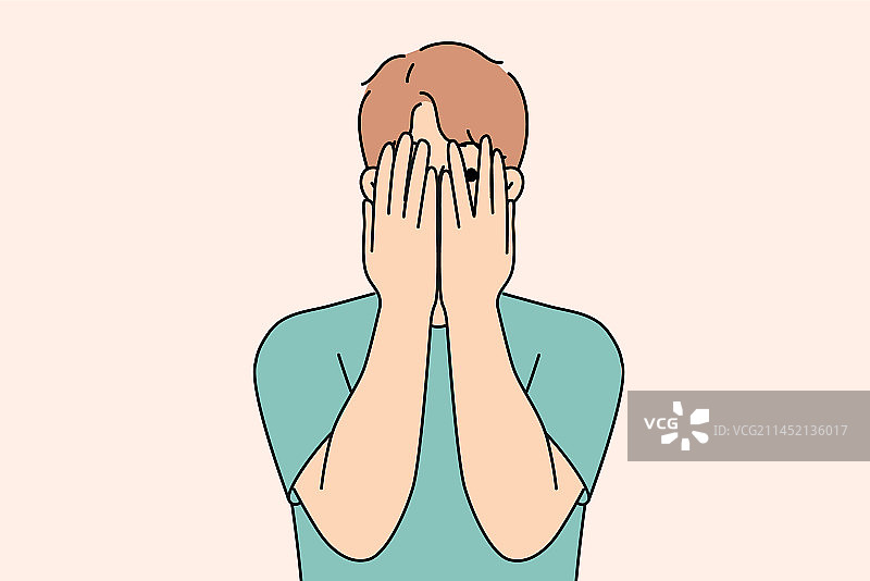 男人用手捂住眼睛偷看图片素材