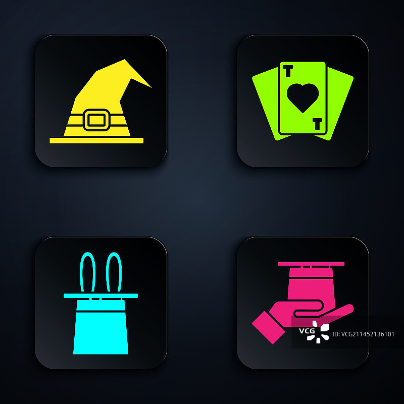 手持魔术师帽子巫婆帽子魔术师帽子套装图片素材