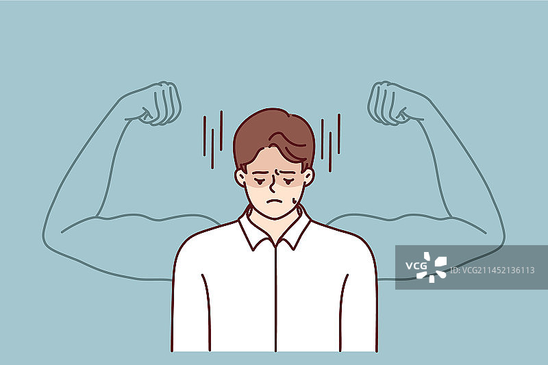 想要变强的沮丧男人图片素材