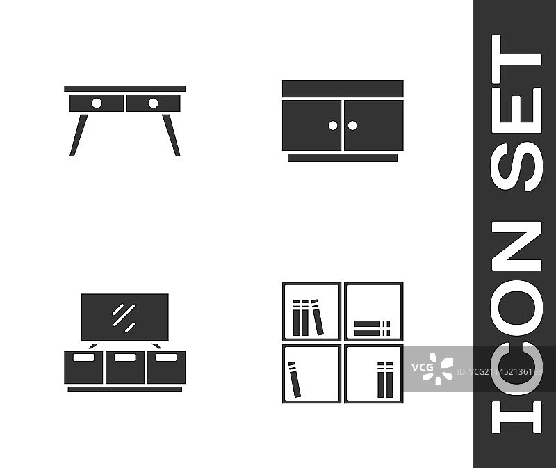 书架办公桌电视柜套装图片素材