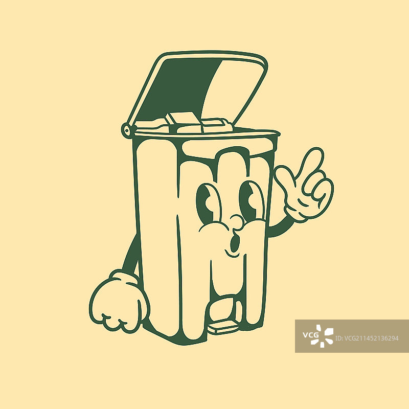 垃圾桶复古角色设计图片素材