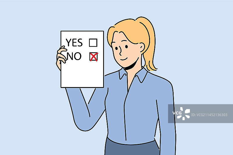 女性选民展示总统选举选票图片素材