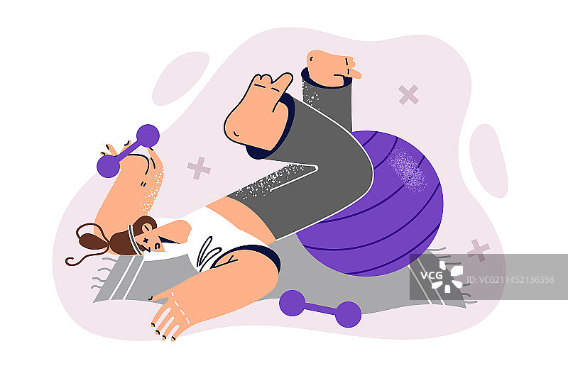 躺在健身垫上的女运动员图片素材