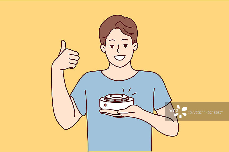 带着烟雾探测器竖起大拇指的男人图片素材