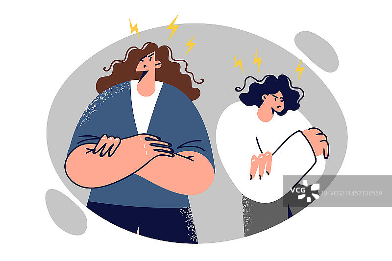 沮丧的母亲和女儿争吵图片素材