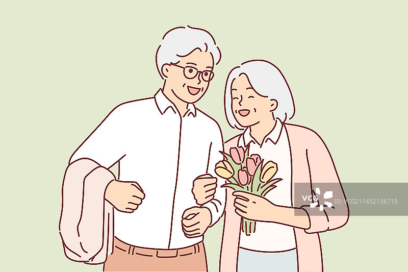 恋爱中的祖父母在约会或结婚图片素材