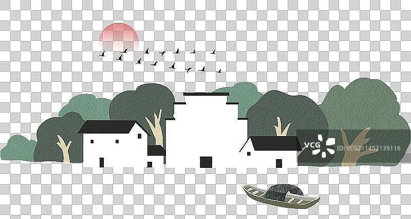 江南乡村传统建筑风景元素图片素材