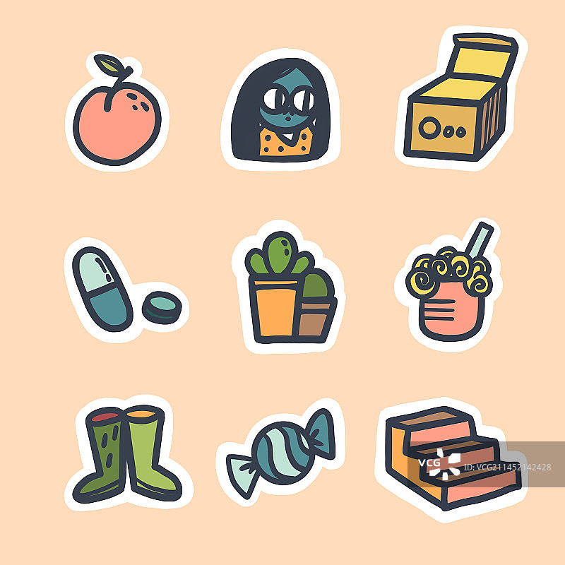 清新可爱图标元素插画手绘设计图片素材