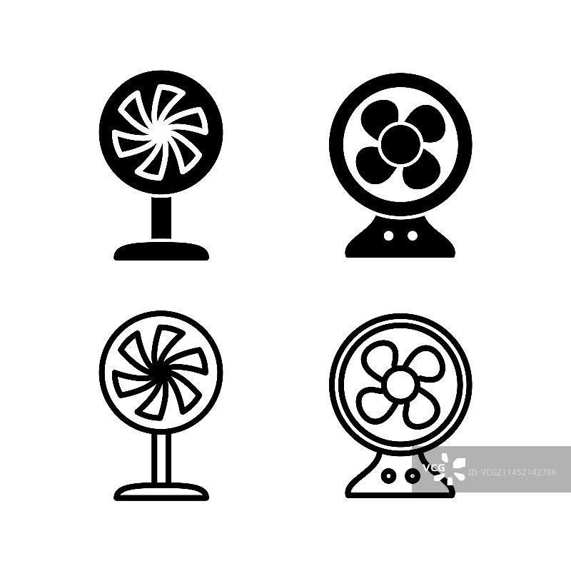 风扇图标：鼓风机、螺旋桨、吊扇图片素材