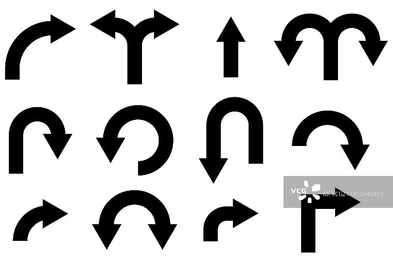 白色背景上的黑色箭头指向标图片素材