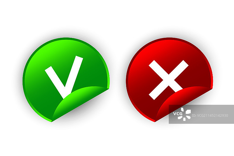 红色和绿色复选标记贴纸图片素材