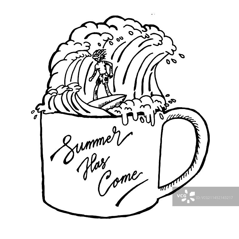 手绘冲浪者图片素材