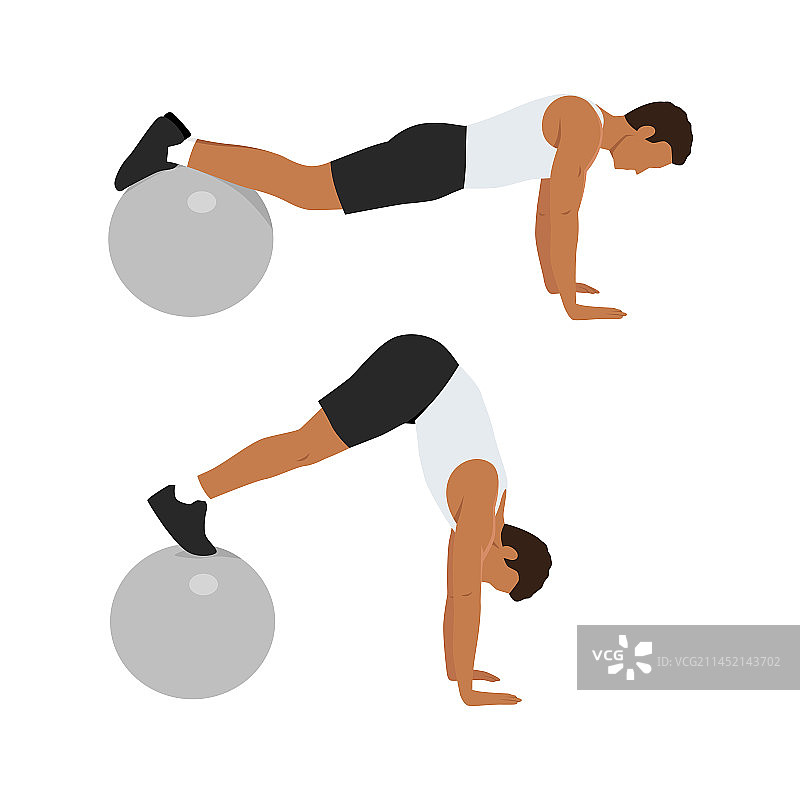 男人在瑞士球上做平板支撑图片素材