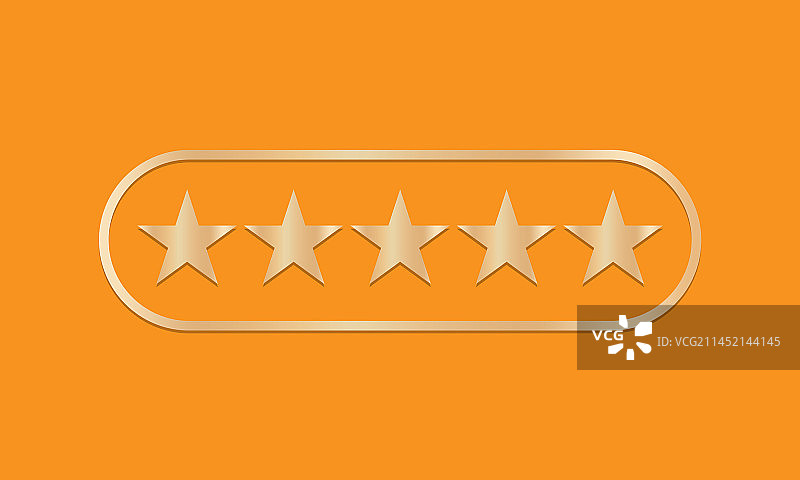 橙色背景上的金色五星评级图标图片素材