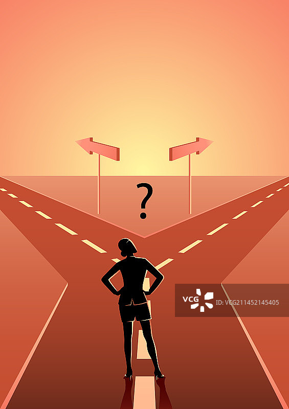 女商人选择前进道路图片素材