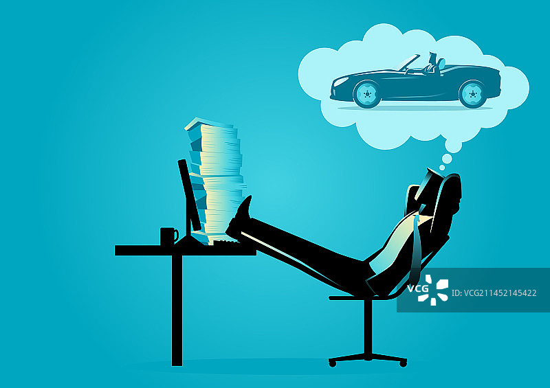 商人梦想着驾驶跑车图片素材