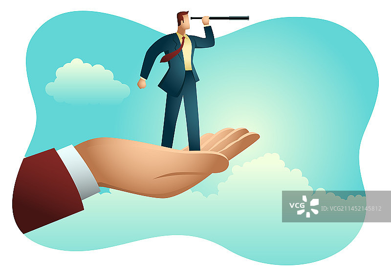 手持望远镜的商人图片素材