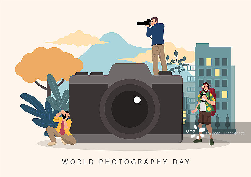 用大相机看世界的摄影师图片素材