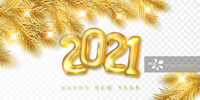 节日新年背景圣诞金色云杉图片素材