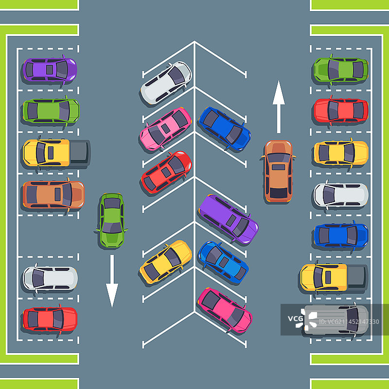 城市停车场俯视图停车位图片素材