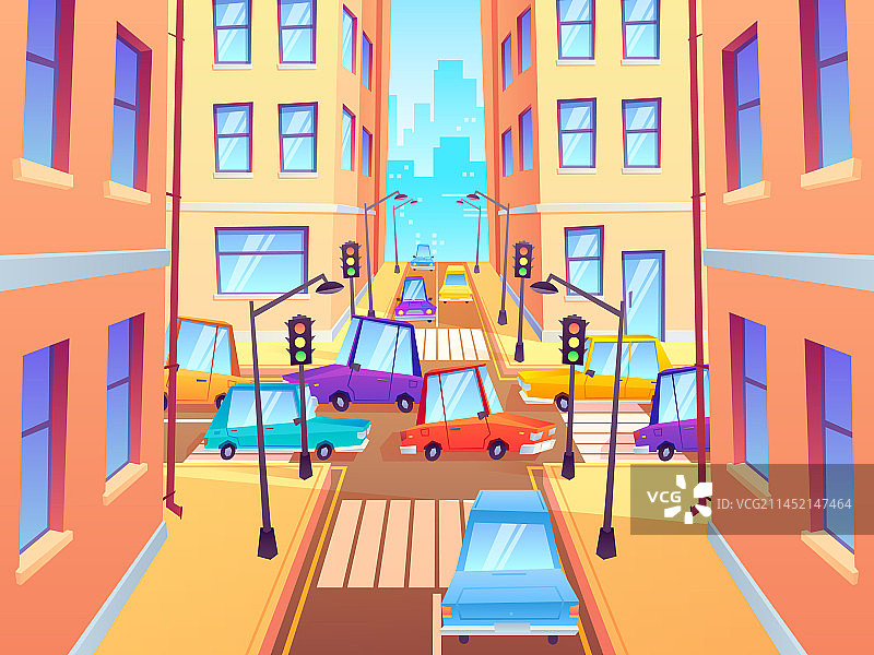 城市十字路口汽车交通图片素材