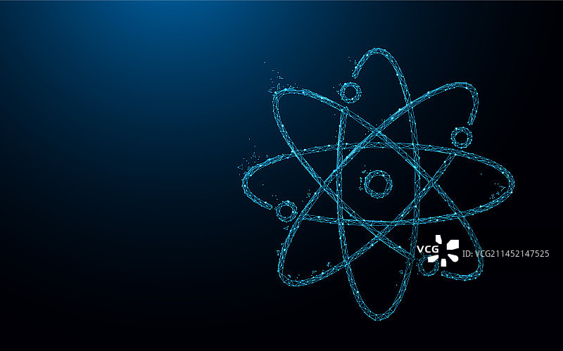 线条三角形构成的原子结构图标图片素材