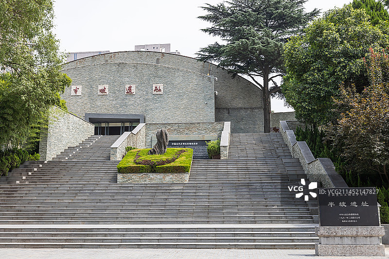 陕西西安半坡博物馆，史前聚落遗址图片素材