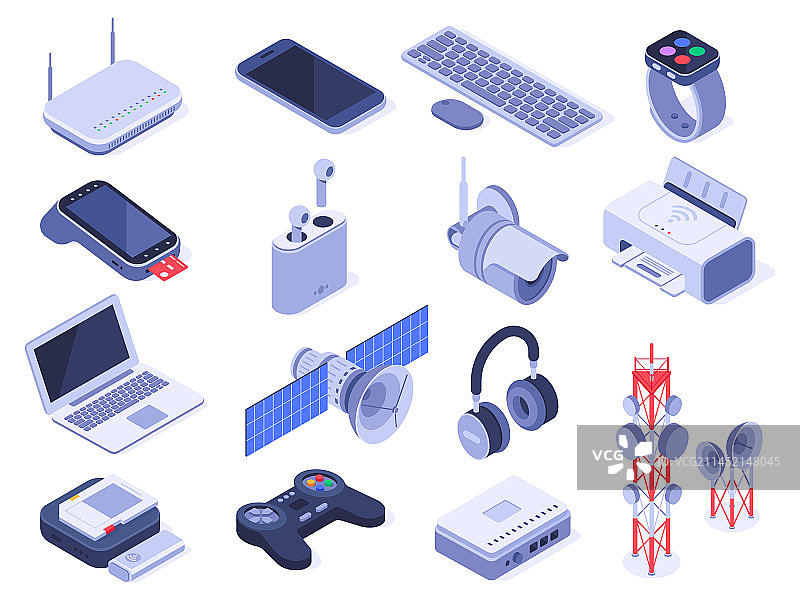 2.5D无线设备电脑连接图片素材