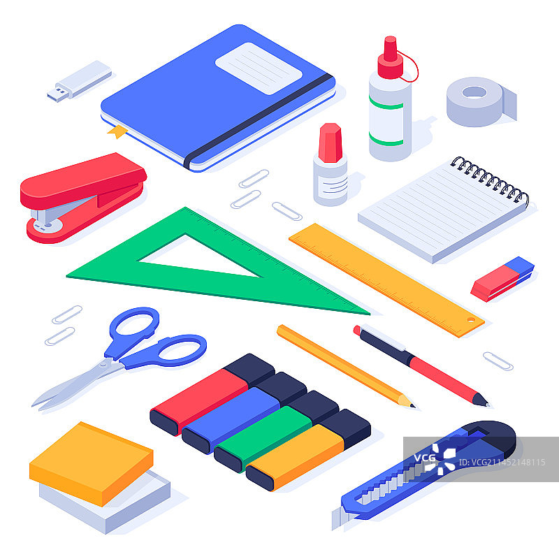 2.5D办公用品学校文具工具图片素材