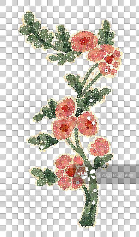 卡通手绘珠片花卉潮人插画元素图片素材