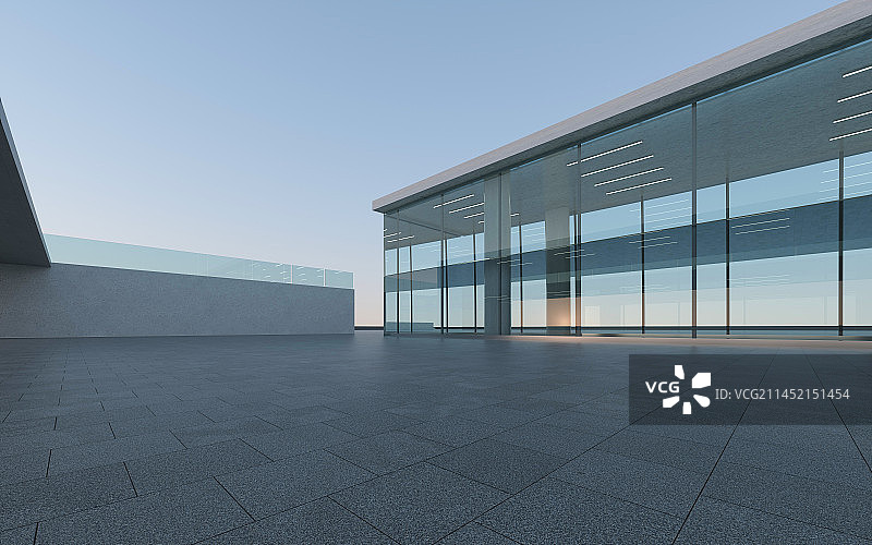 三维渲染玻璃建筑办公大楼建筑广场图片素材