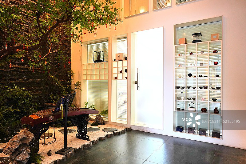 茶艺居的室内空间特写图片素材