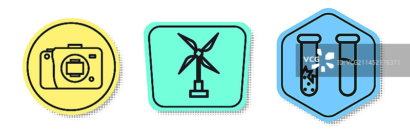 相机、风力涡轮机和测试图标合集图片素材
