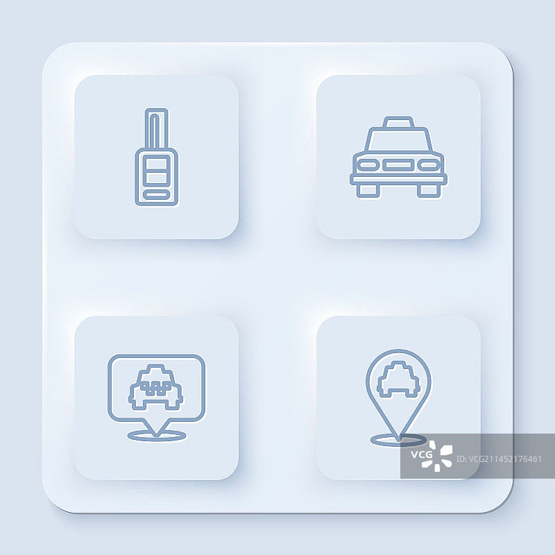 带遥控出租车定位的车钥匙线条图标图片素材
