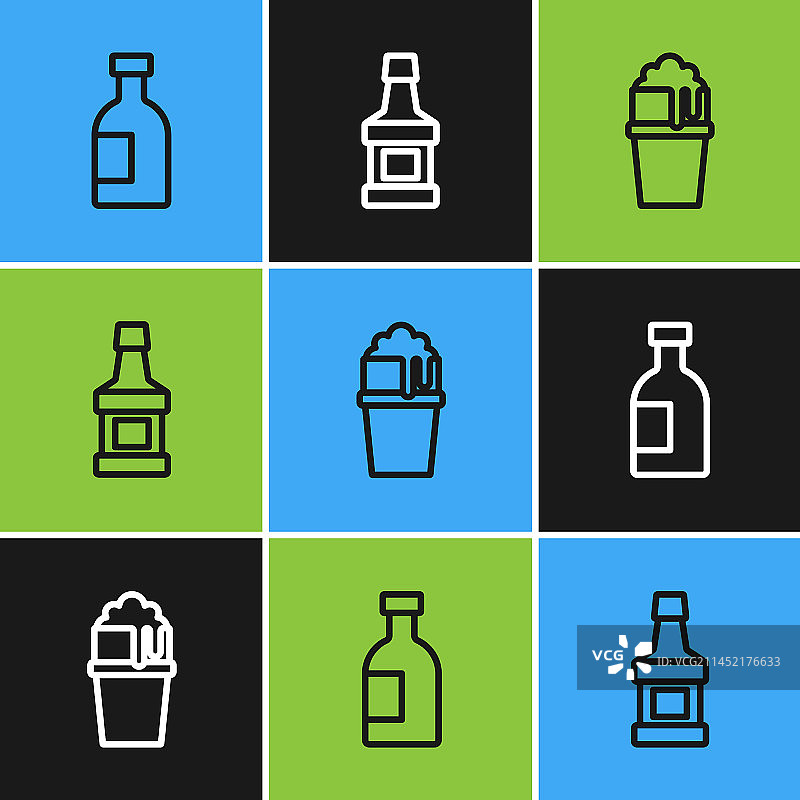 玻璃杯、伏特加、啤酒和威士忌图片素材