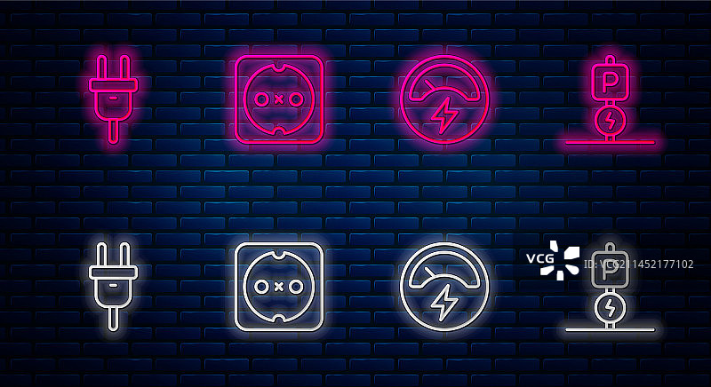 电源插座电压表插头线条图标图片素材