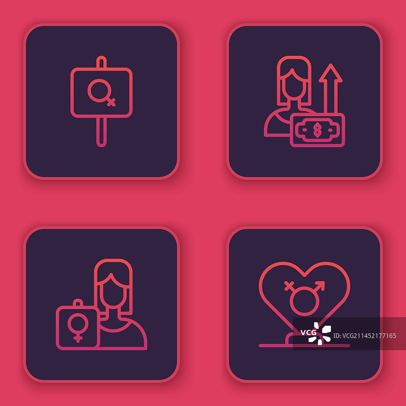 女权主义活动家与财富增长元素组合图片素材