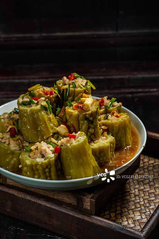 中式美食苦瓜酿图片素材