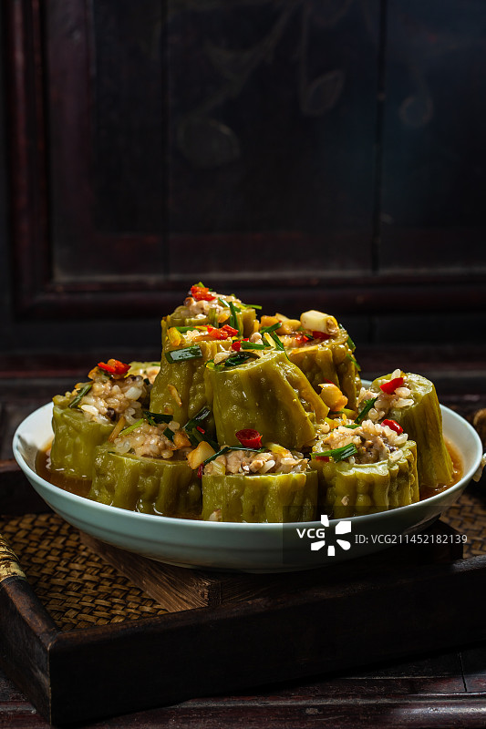 中式美食苦瓜酿图片素材