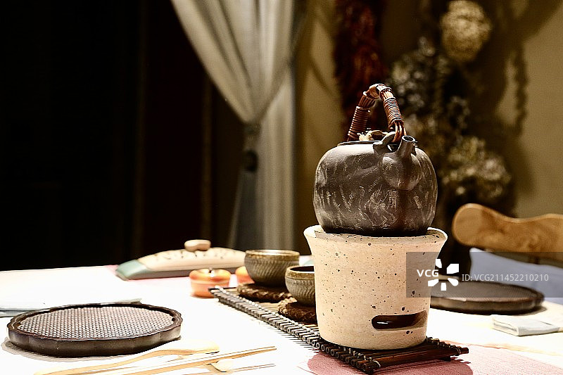 茶楼茶室茶壶煮茶图片素材