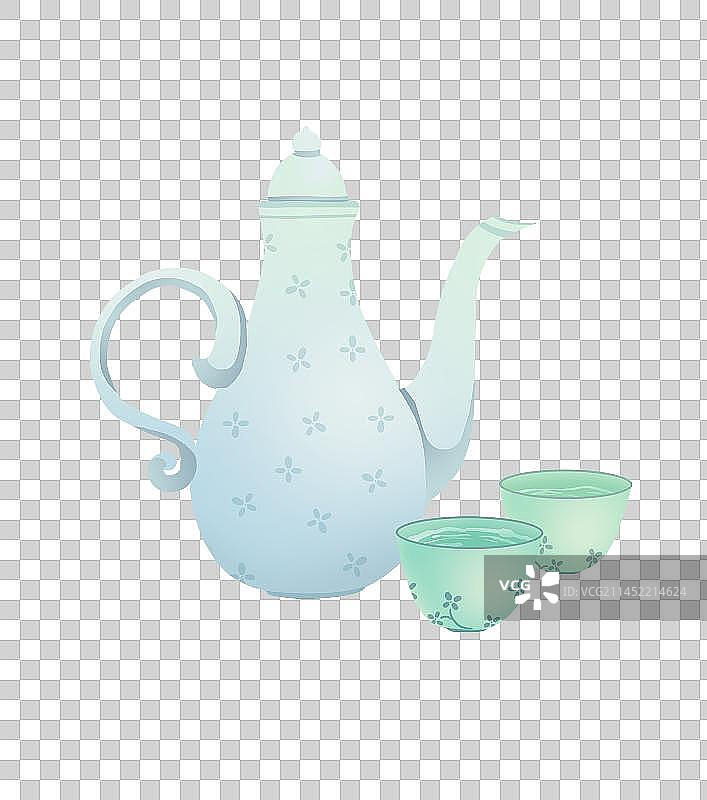 酒壶酒杯扁平风插画元素图片素材