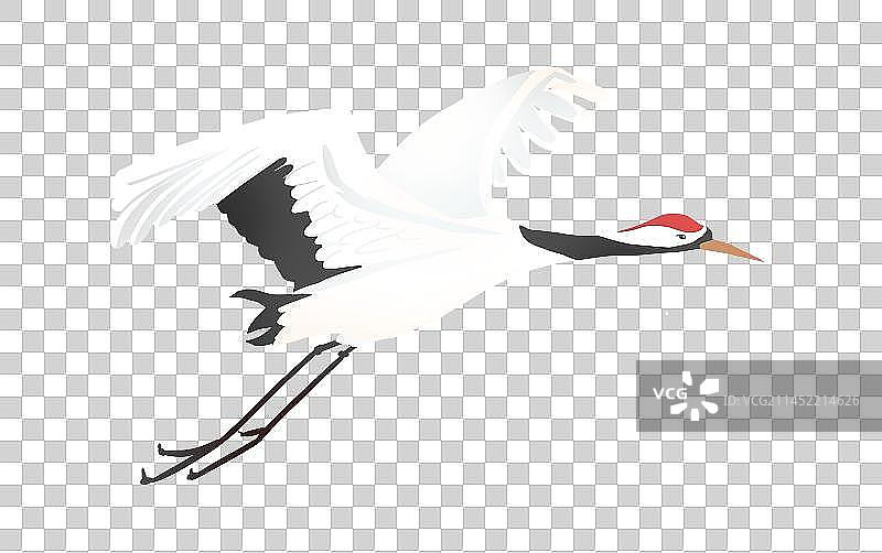 仙鹤飞升扁平风插画元素图片素材