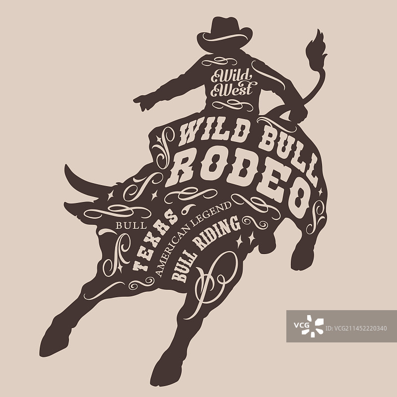 德克萨斯州复古单色牛仔竞技海报图片素材