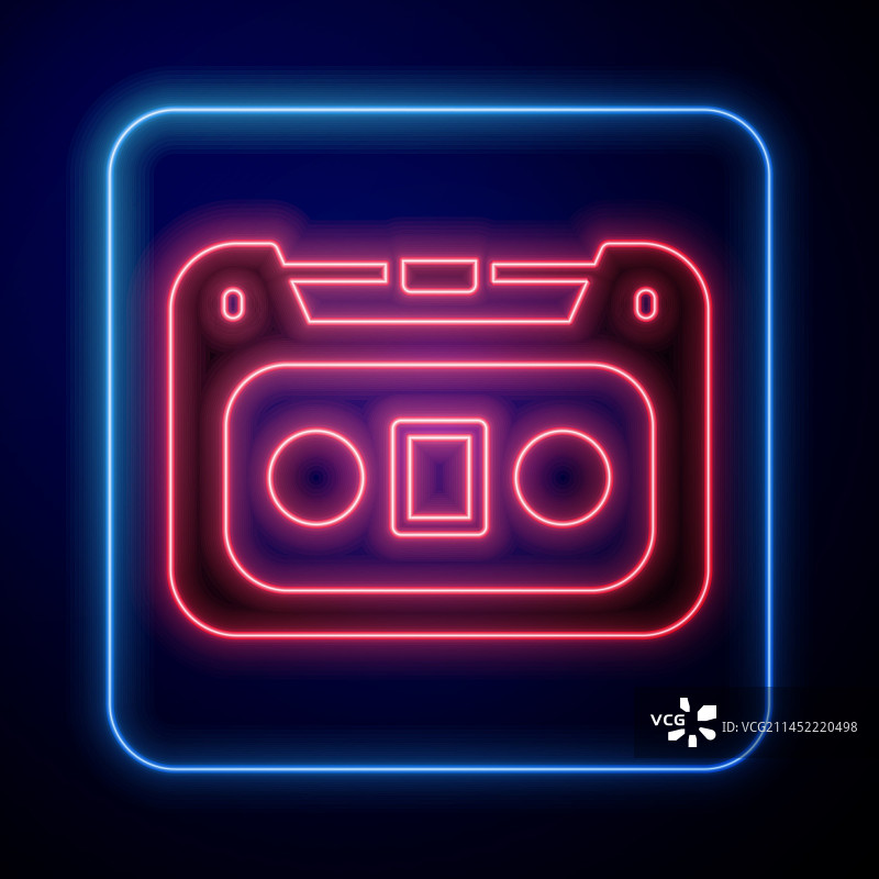 复古录音带霓虹灯图标图片素材