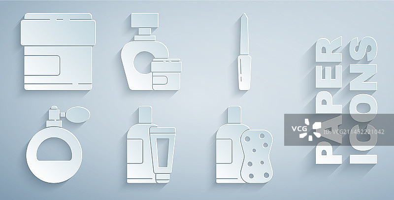 乳霜或润肤露化妆品管指甲锉套装图片素材