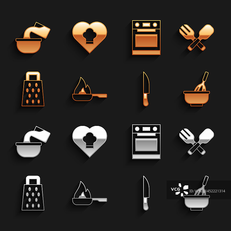 煎锅、叉子和勺子厨房用具组合图片素材