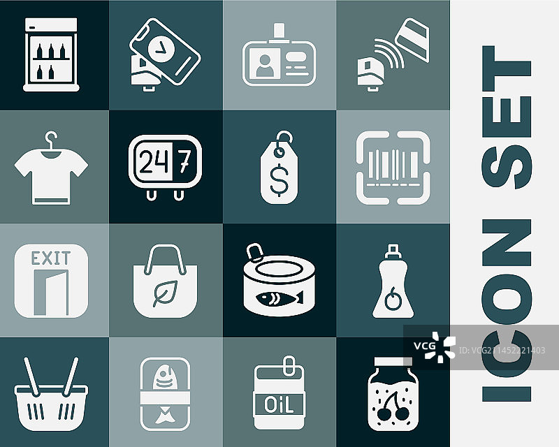 果酱罐、调味瓶、扫描仪扫描条套装图片素材